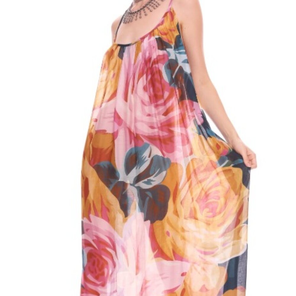 ARATTA Exotic Maxi Dress Teal/Rose Floral